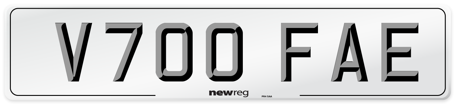 V700 FAE Number Plate from New Reg